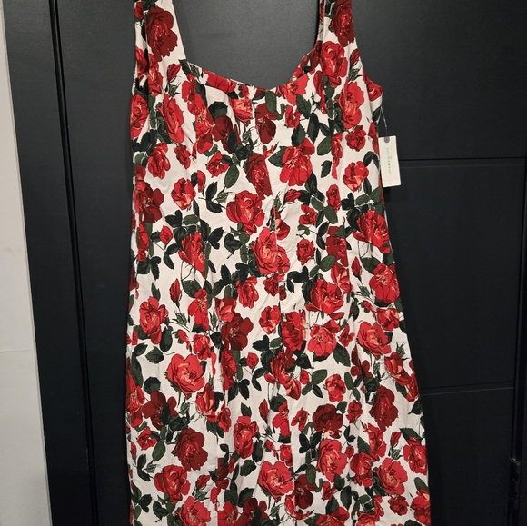 Maeve Anthropologie Sleveless Square Neck Knee Length Flower Dress Nwt XL - Picture 6 of 6